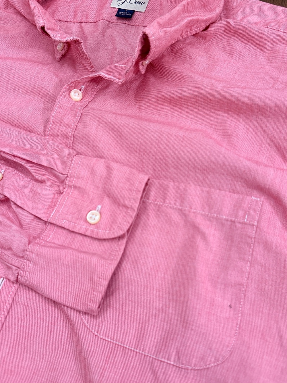 J. Crew Men's 2ply Pink Button-Down Casual Shirt